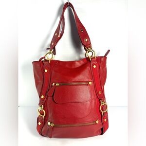 Hype Red Shoulder Bag with Gold Accents